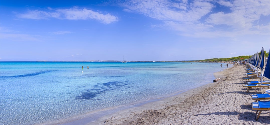 Photo of the sandy beach and the sea , Punta Pizzo beach.