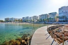 Photo of aerial view of beach and cityscape Salou, Spain.