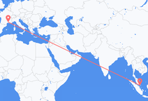 Flyg från Singapore, Singapore till Nimes, Frankrike