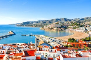 Photo of View on Peniscola from the top of Pope Luna's Castle , Valencia, Spain.