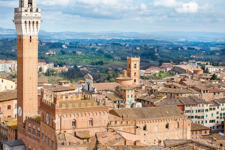 photo of view of historic buildings and landmarks in magnificent medieval Siena,Tuscany, Italy.