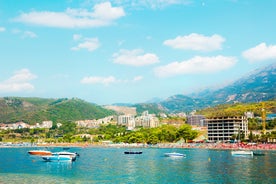 Photo of panoramic aerial view of old town of Budva, Montenegro.