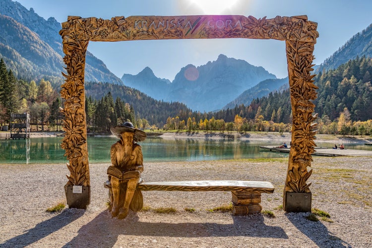 Great nature scenery in Slovenian Alps. Incredible summer landscape on Jasna lake. Triglav national park. Kranjska Gora, Slovenia. Mountain lake Jasna in Krajsnka Gora, Slovenia.