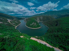 Photo of historical Jajce town in Bosnia and Herzegovina, famous for the spectacular Pliva waterfall.