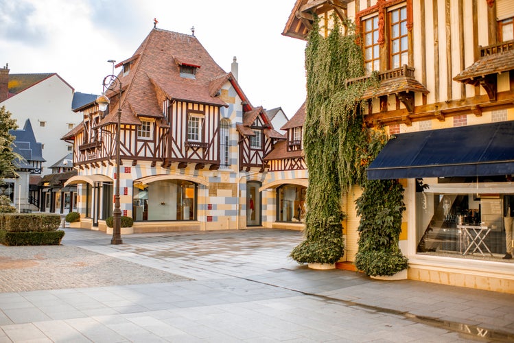 photo of view off Street view with beautiful old houses in the center of Deauville town, Famous french resort in Normandy, Deauville, Deauville, France.