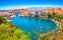 Photo of aerial view of the port in Agios Nikolaos, famous travel destination of Crete, Greece.