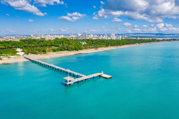 Photo of Aerial view of the pier of Burgas in Bulgaria.