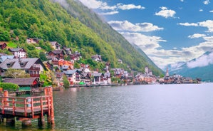 Photo of aerial view of beautiful landscape at the Achensee lake in Austria.