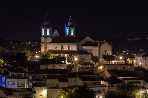 Night photo of the Igreja Matriz, in the city of Seia, Guarda district, Portugal