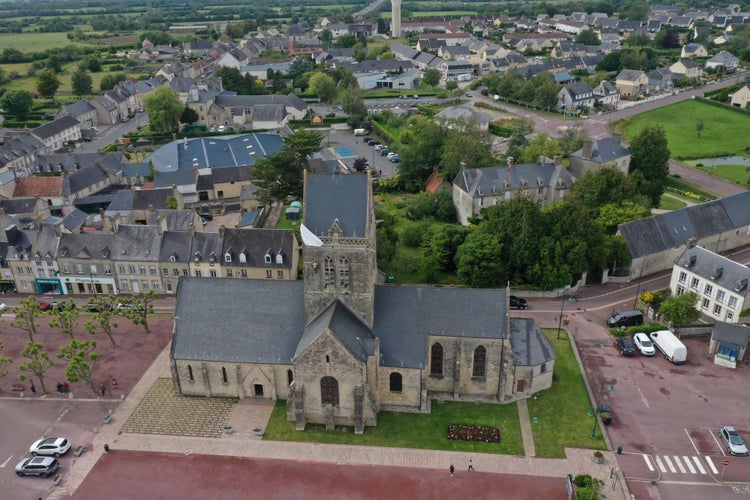 Photo of The famous church of sainte mere Eglise in Normandy .