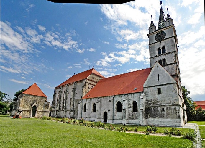 Evangelical Church medieval monument in the Transylvania region of Romania , autumn , tower , history (Biserica Evanghelica, Sebes )