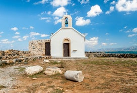 Photo of aerial view from the hill of Limenas Chersonisou, Greece.