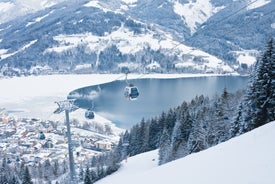 Photo of aerial view over Saalbach village in summer, Austria.