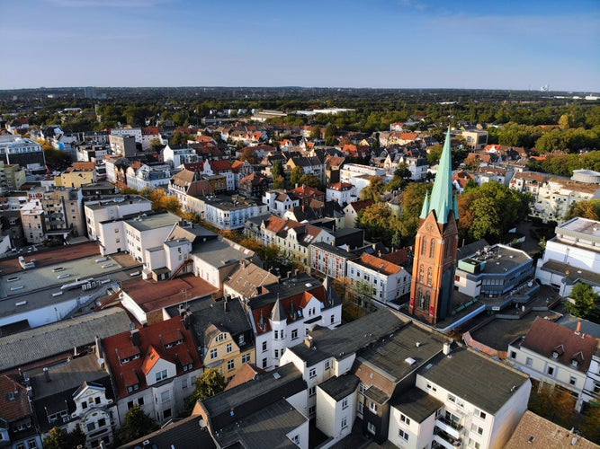  Aerial view of Herne city, Germany. 