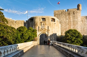 Photo of panoramic aerial view of the old town of Dubrovnik, Croatia seen from Bosanka viewpoint on the shores of the Adriatic Sea in the Mediterranean Sea.