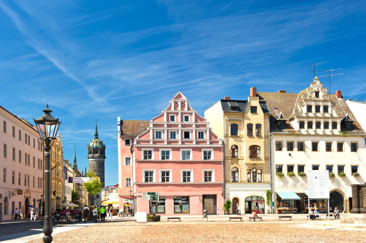 Photo of Market square in Wittenberg, main square. Wittenberg is Luther City in Germany.