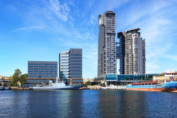 Photo of Ships moored at the wharf in the port of Gdynia, Poland.