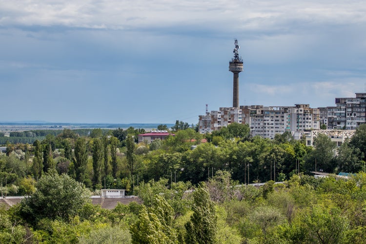 Photo of aerial view of the Galati city in summer season and Television Tower, Romania.