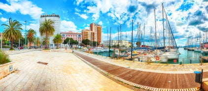 Photo of majestic aerial view of famous European city of Pula and arena of roman time, Istria county, Croatia.