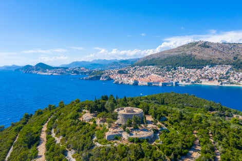 Photo of aerial view of Fort Royal on Lokrum Island, Croatia.