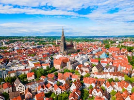 Photo of aerial view of the Ruhr region from the tetraeder in Bottrop, Germany.