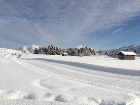 photo of an aerial view of Bolsterlang Ski resort  Allgäu, Bavaria, Germany.