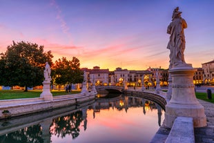 Photo of aerial view of the main square with church in Monza in north Italy.