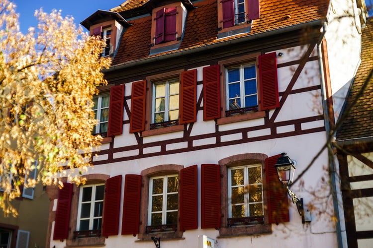 photo of view of Selestat old city street view, Alsace, France .