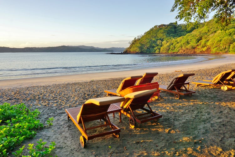 Sun rising over the Playa Blanca beach in Peninsula Papagayo in Guanacaste, Costa Rica