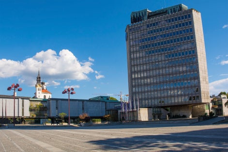 Photo of Republic Square or Trg Republike in the centre of Ljubljana, Slovenia.