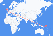 Flyrejser fra Honiara, Salomonøerne til Exeter, England