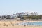 TREARDDUR BAY BEACH, ANGELSEY, NORTH WALES - People enjoying themselves on the beach and in the water during the last days of the UK summer.