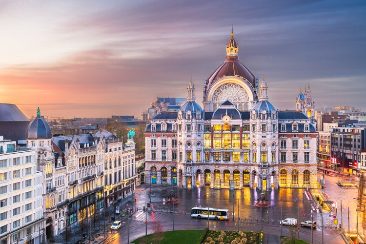 Antwerp, Belgium cityscape at Centraal Railway Station.jpg