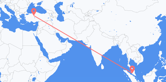マレーシアからトルコへのフライト