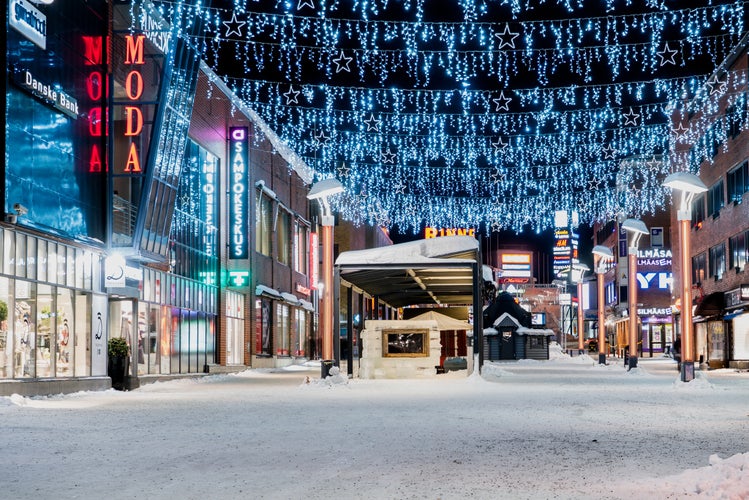 Photo of empty street at Rovaniemi city center, Finland.