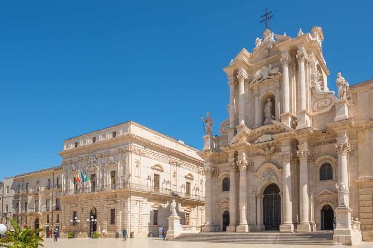 Piazza Duomo and of the Cathedral of Syracuse, Sicily, Italy