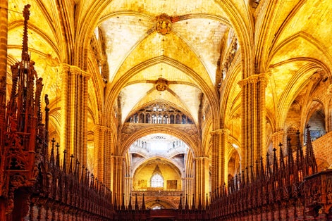 Photo of Inside Cathedral. Cathedral of the Holy Cross and Saint Eulalia, Barcelona, Spain.