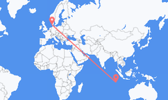 Flyrejser fra Home Island, Cocosøerne til Esbjerg, Danmark