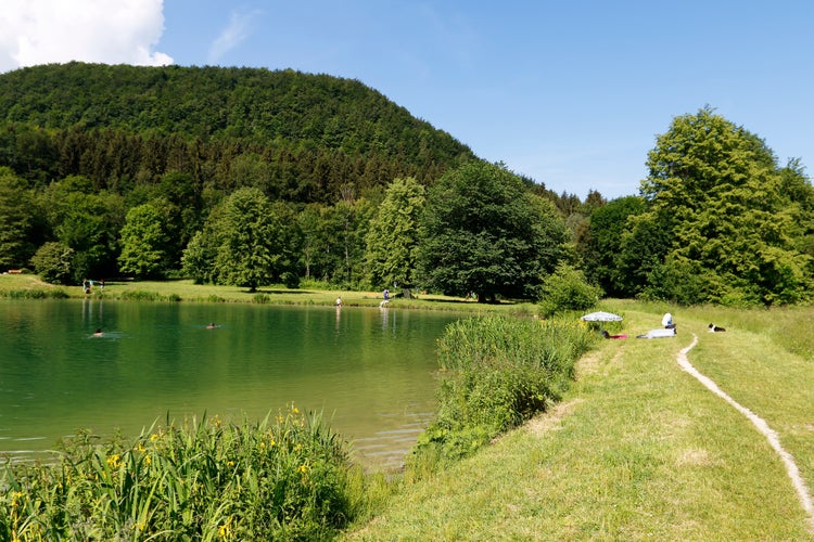 Gönninger See. Gönninger lake. Excursion destination close to Reutlingen in the state Baden-Württemberg