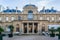 photo of Jacquemart-Andre Museum (owned by Institute de France) housed in an opulent 19th century mansion built by art collectors Edouard Andre and his wife Nelie Jacquemart. In the Museum yard in Paris, France.