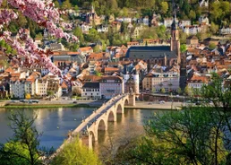 Photo of Tuebingen in the Stuttgart city ,Germany Colorful house in riverside and blue sky. 