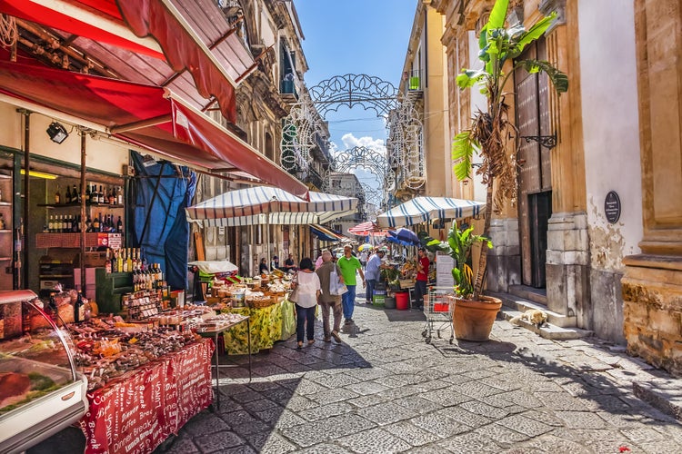 Photo of Palermo street market. In Palermo is a very popular open air street market.