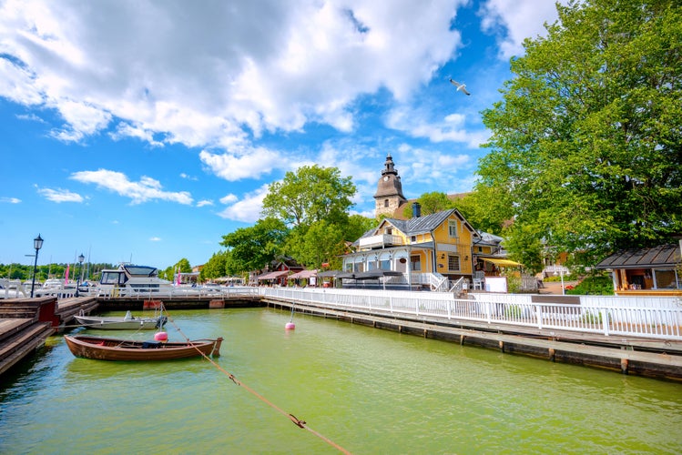 Photo of waterfront at small resort town Naantali, Finland.