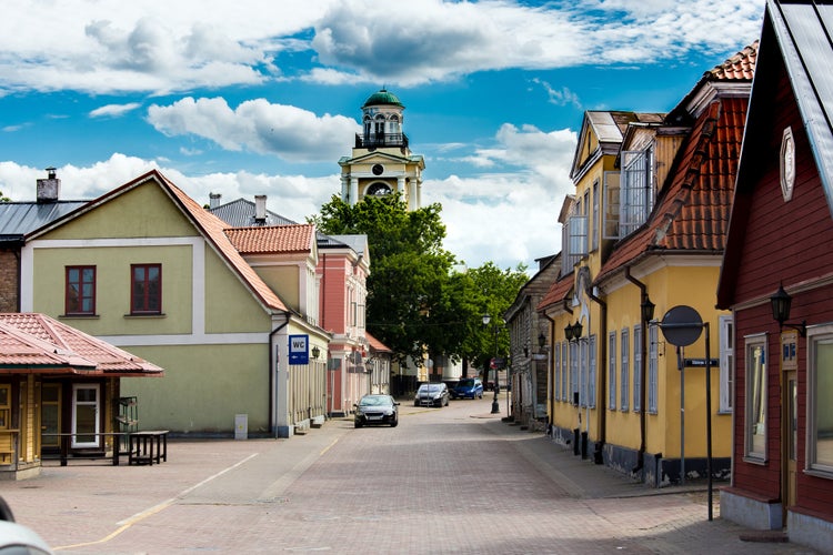 Photo of street of Ventspils city, Latvia.