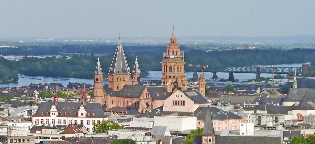 Arial view of the city Mainz,Germany.