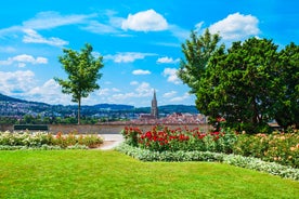 Bern, Switzerland. View of the old city center and Nydeggbrucke bridge over river Aare.