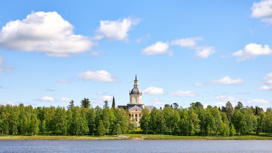 Photo of the historic church of Tornio in Finnish Lapland.