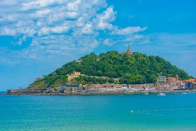 Photo of Santander city beach aerial panoramic view.