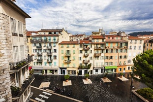 photo of an aerial panoramic view on marina in Beaulieu sur Mer, France.