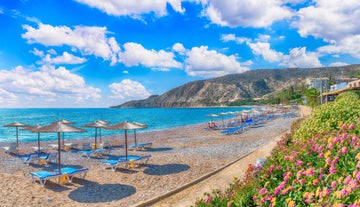 Photo of the seafront and the city of Limassol on a Sunny day, Cyprus.